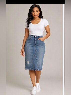 Fishbone Jean Skirt Blue Pencil Skirt